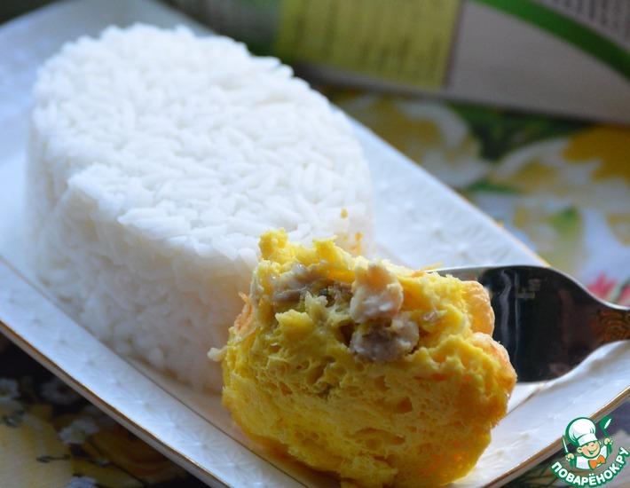 Рецепт: Камбала в суфле из сыра с рисом