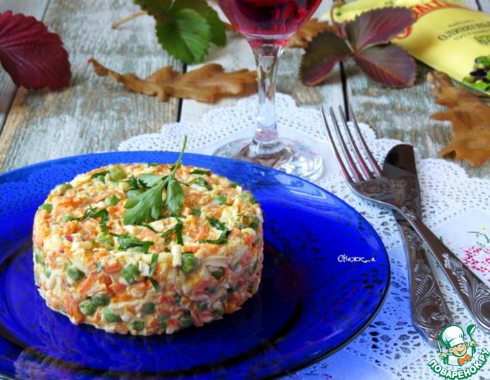 Рецепт: Салат из моркови, горошка и яйца