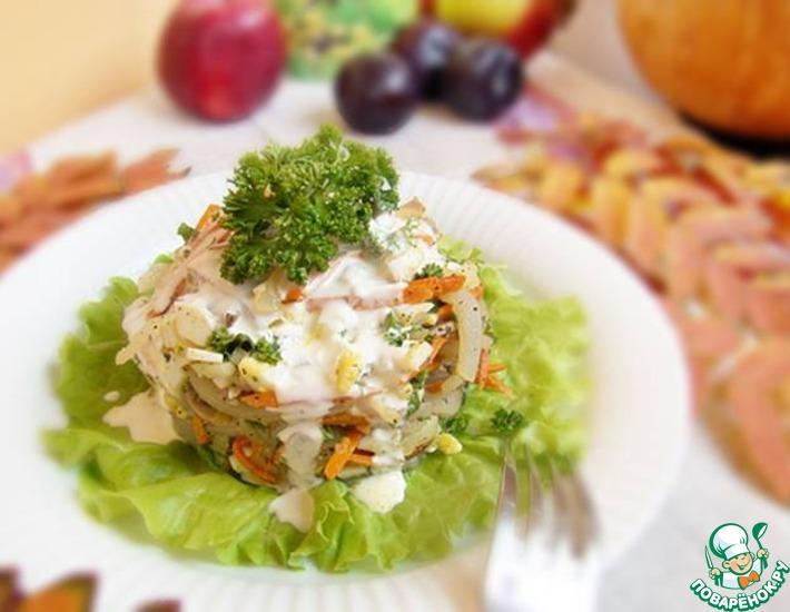 Рецепт: Овощной салат с кальмарами