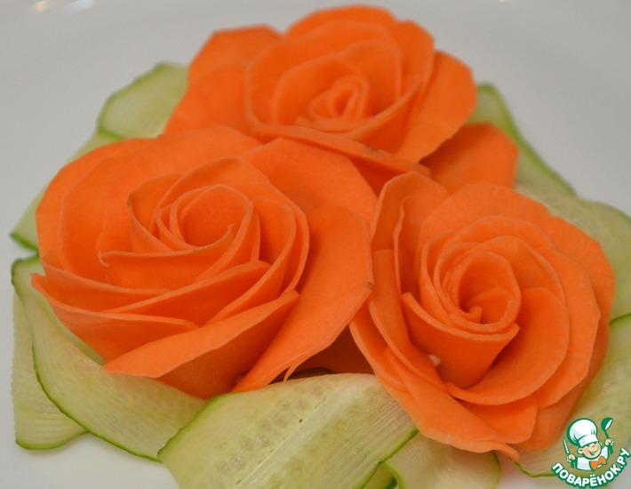 Рецепт: Украшение из моркови Роза