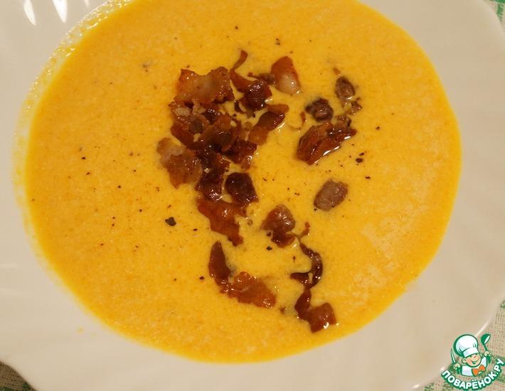Рецепт: Тыквенный суп с беконом и кукурузой