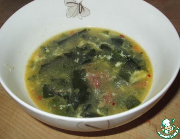 Рецепт: Суп из морской капусты с тушенкой