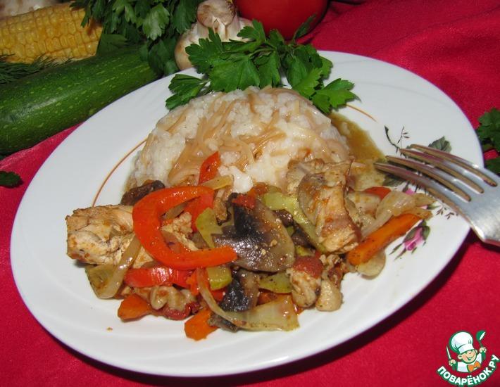 Рецепт: Соте с курицей и грибами ( турецкая кухня)