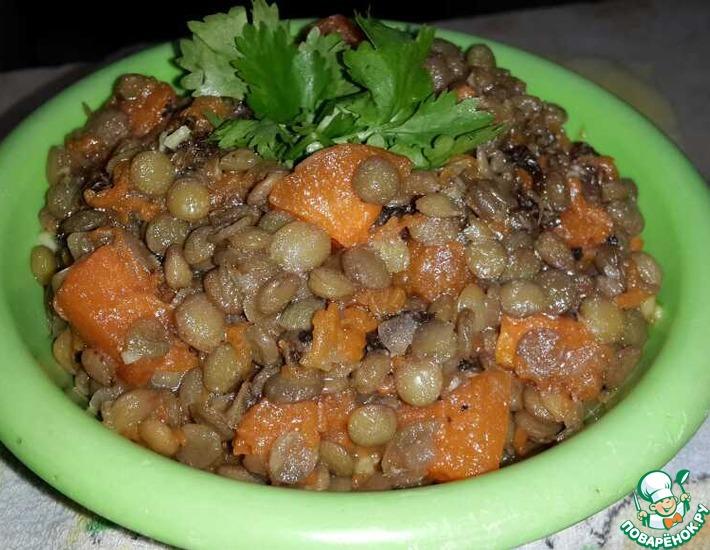 Рецепт: Салат из чечевицы и тыквы Палитра вкусов