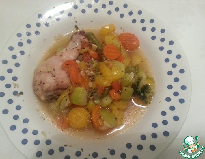 Рецепт: Куриная голень с овощами