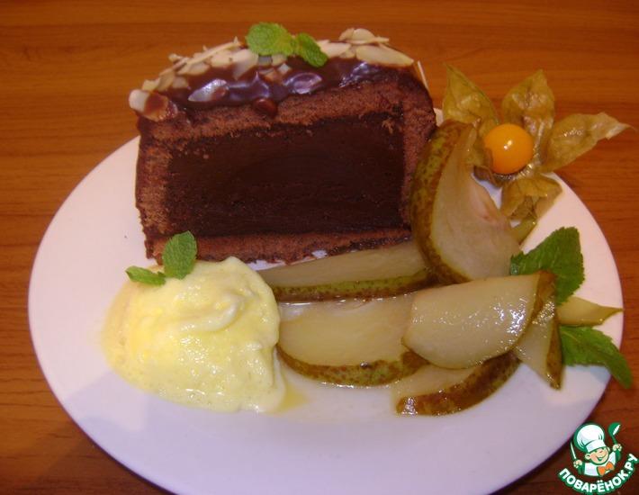 Рецепт: Шоколадная маркиза с грушами-фламбе