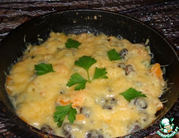 Рецепт: Картофель, тушенный в сковороде с фасолью