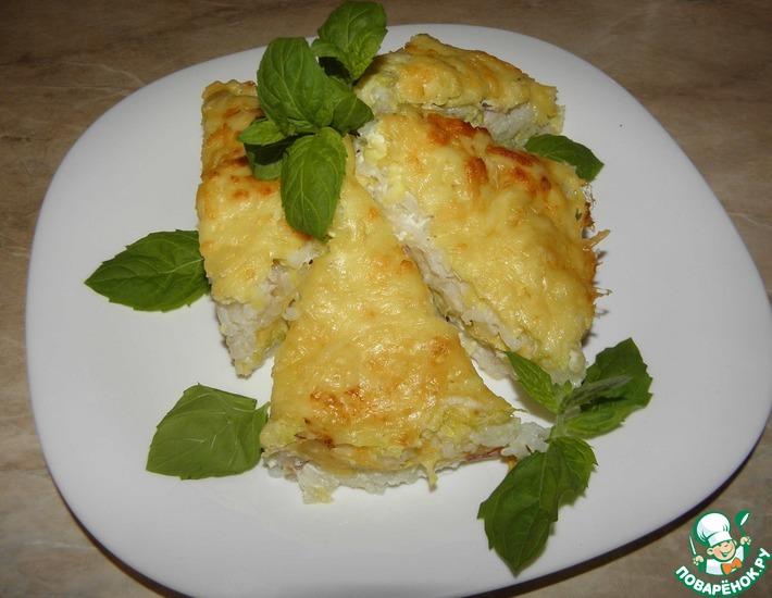 Рецепт: Рыбная запеканка с кабачками и рисом