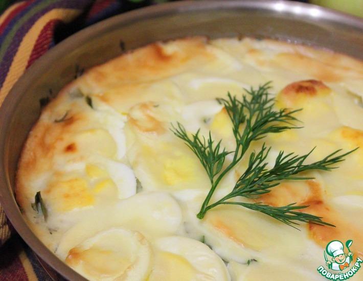 Рецепт: Запеканка из сельди и яиц в сковороде