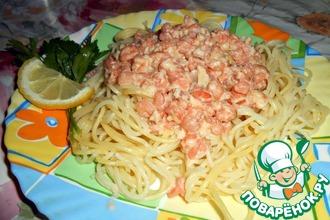 Рецепт: Спагетти с креветками в чесночном соусе