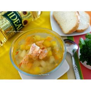 Суп с тыквой, картофелем и семгой