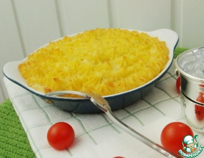 Рецепт: Филе семги, запеченное под картофельным пюре