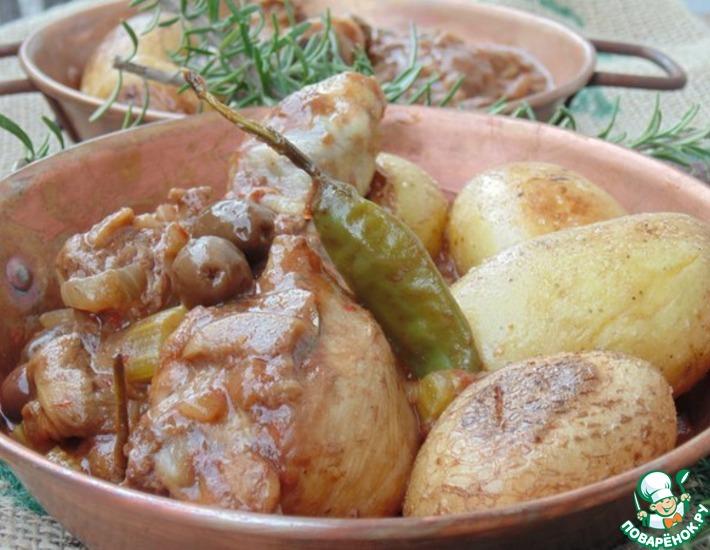 Рецепт: Курица с грибами и оливками по-итальянски