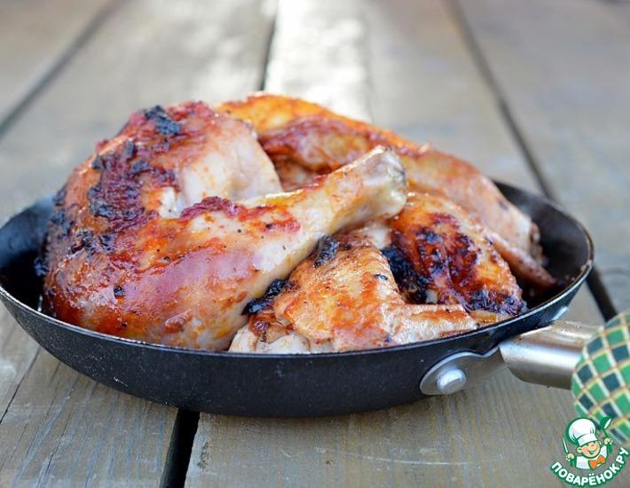 Рецепт: Запеченная курица каччиаторе с красно-винным маслом