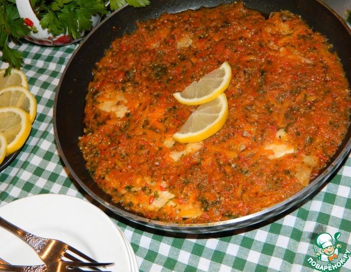 Рецепт: Рыба под овощным соусом