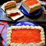 Селёдочный торт с красной икрой