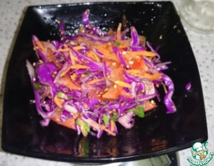 Рецепт: Овощной салат с красной капустой