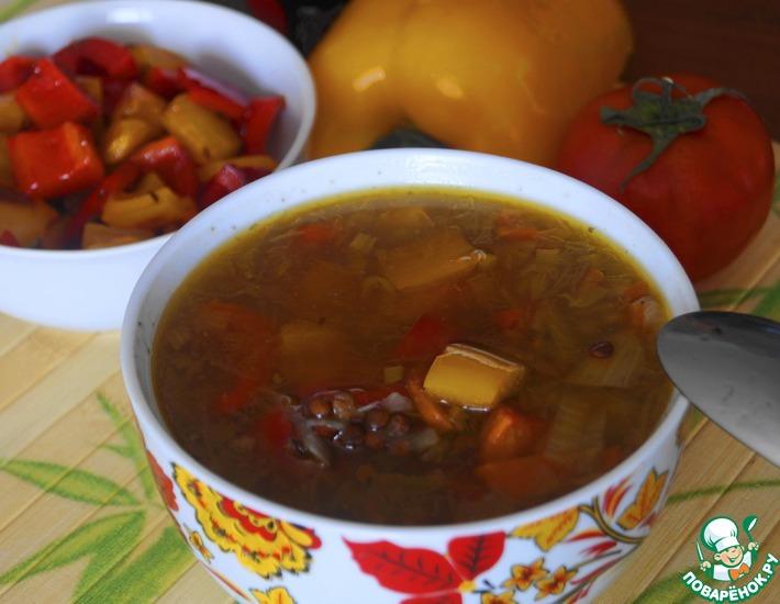 Рецепт: Суп с чечевицей и болгарским перцем