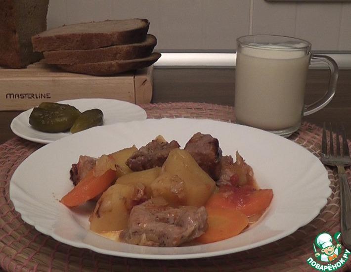 Рецепт: Картофель, тушённый с мясом и овощами