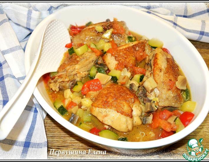 Рецепт: Курица с овощами в пивном соусе