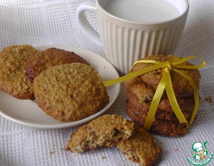 Рецепт: Овсяное печенье с клюквой, шоколадом и орехами