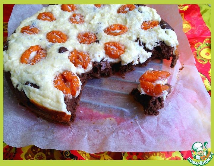 Рецепт: Пирог шоколадно-творожный с абрикосами