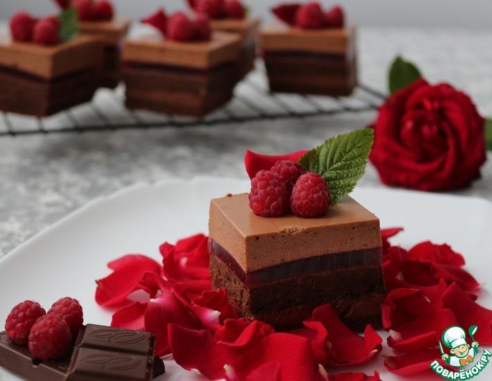 Рецепт: Пирожные Шоколадно-малиновое удовольствие