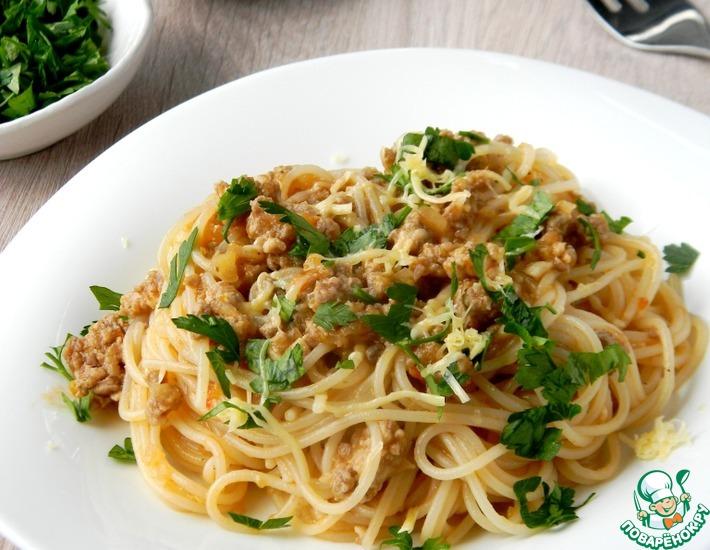 Рецепт: Спагетти в перечно-мясном соусе