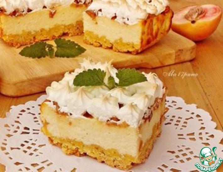 Рецепт: Творожной пирог с персиками