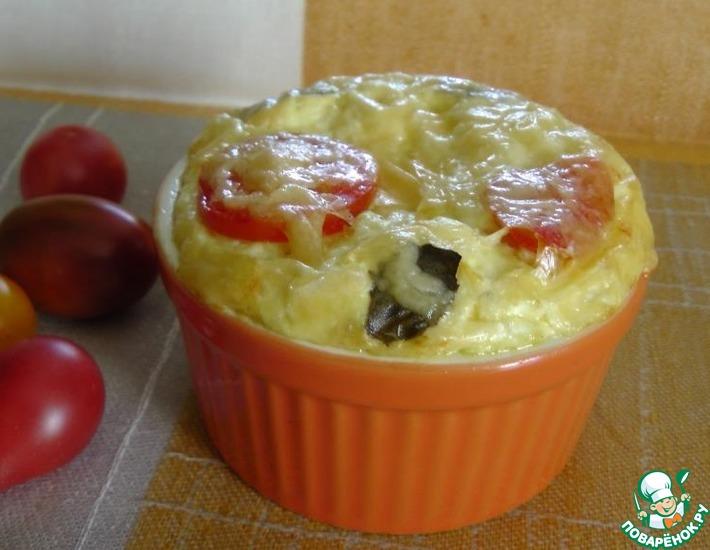 Рецепт: Творожная запеканка с томатами и базиликом