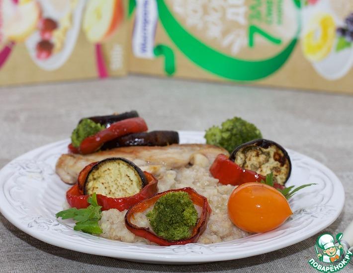 Рецепт: Каша с курицей и овощами-гриль