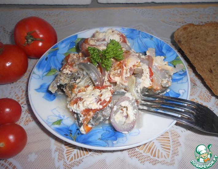 Рецепт: Запеченная рыба с помидорами в СВЧ