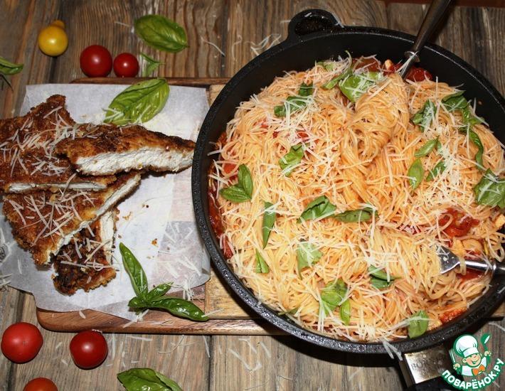 Рецепт: Курица миланьезе со спагетти от Джейми Оливера