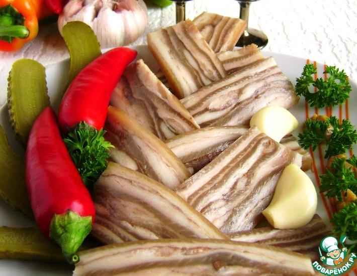 Рецепт: Деликатес из свиной шкурки «Забайкальский»