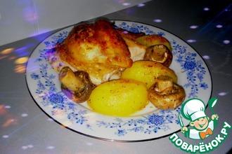 Рецепт: Курица с картофелем и шампиньонами