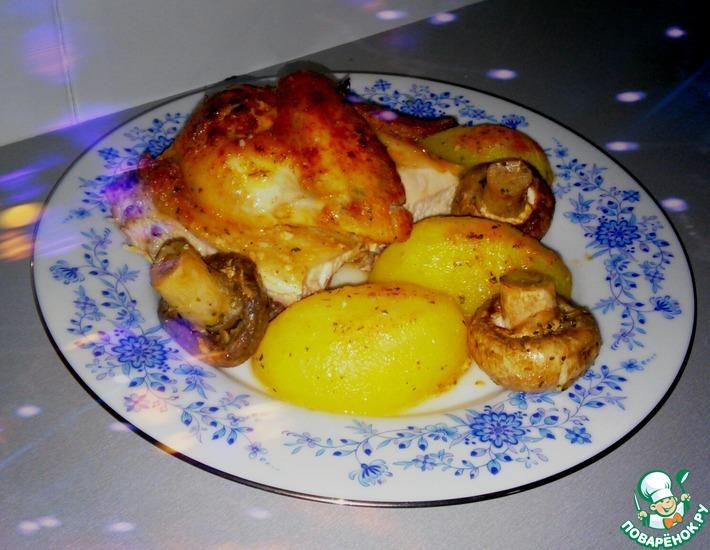 Рецепт: Курица с картофелем и шампиньонами