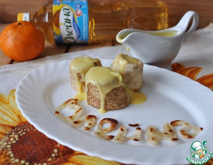 Рецепт: Блины с мандариново-миндальным соусом