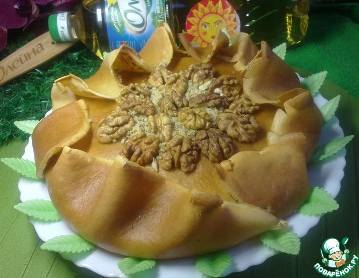 Рецепт: Блинный пирог с творожно-ореховой начинкой