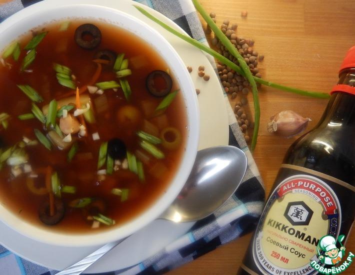Рецепт: Чечевичный суп с оливками