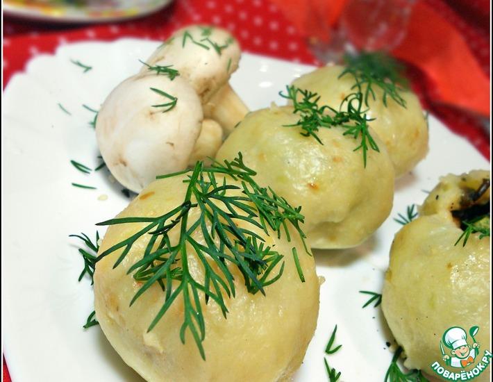 Рецепт: Картофельные шарики с рисом, грибами и горошком