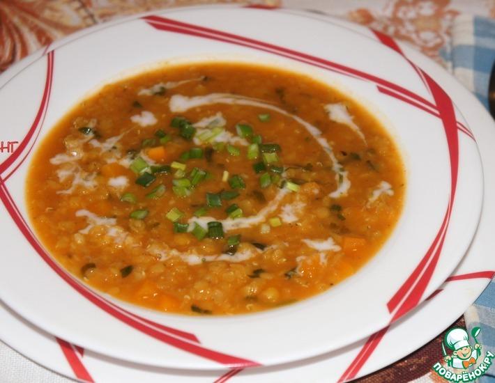 Рецепт: Суп из тыквы, чечевицы и кокосового молока