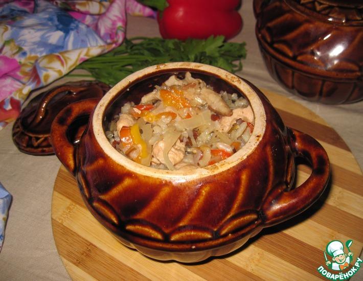 Рецепт: Горшочки с индейкой, овощами и грибами