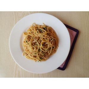Спагетти с печенью трески