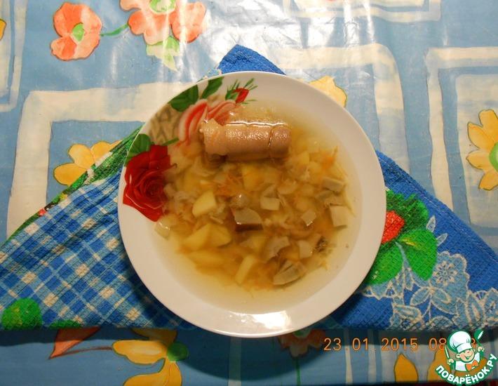 Рецепт: Суп из свиных хвостов с грибами