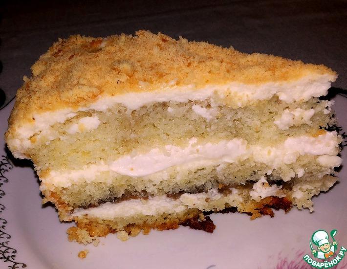 Рецепт: Торт бисквитный с творожным кремом Экстра