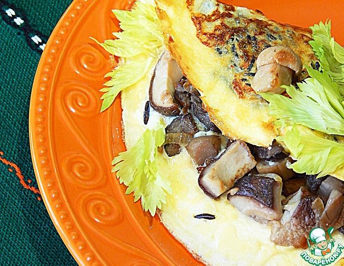 Рецепт: Омлет с рисом, фаршированный белыми грибами
