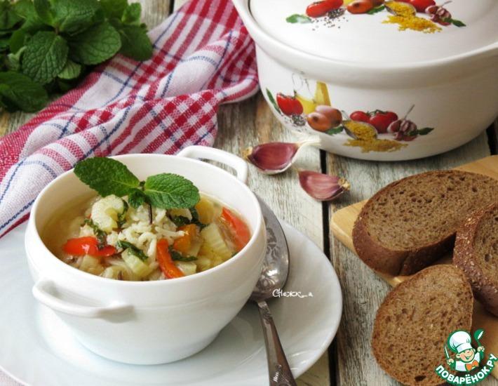 Рецепт: Рисовый суп с овощами и мятой