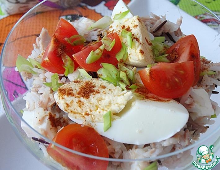 Рецепт: Теплый салат с тунцом и брынзой