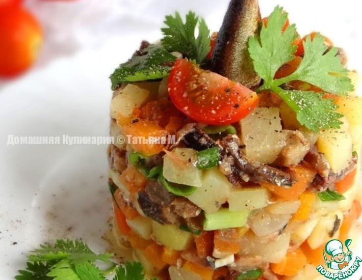 Рецепт: Шпротный салат с ананасом