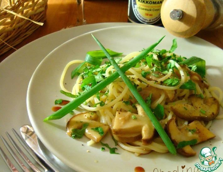 Рецепт: Салат с белыми грибами и спагетти
